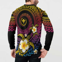 Hawaiian Plumeria Turtle Tribal Spiral Polynesian Tattoo Button Sweatshirt Fanciful Color LT03 - Polynesian Pride