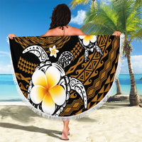 Hawaiian Plumeria Turtle Tribal Spiral Polynesian Tattoo Beach Blanket Gold Color LT03 - Polynesian Pride