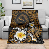 Hawaiian Plumeria Turtle Tribal Spiral Polynesian Tattoo Blanket Gold Color LT03 - Polynesian Pride