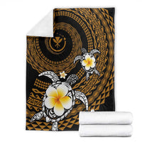 Hawaiian Plumeria Turtle Tribal Spiral Polynesian Tattoo Blanket Gold Color LT03 - Polynesian Pride