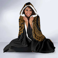 Hawaiian Plumeria Turtle Tribal Spiral Polynesian Tattoo Hooded Blanket Gold Color LT03 - Polynesian Pride