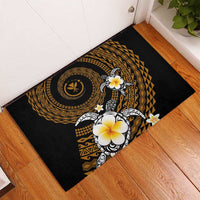 Hawaiian Plumeria Turtle Tribal Spiral Polynesian Tattoo Rubber Doormat Gold Color