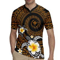 Hawaiian Plumeria Turtle Tribal Spiral Polynesian Tattoo Rugby Jersey Gold Color LT03 - Polynesian Pride