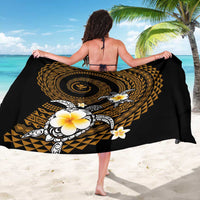 Hawaiian Plumeria Turtle Tribal Spiral Polynesian Tattoo Sarong Gold Color