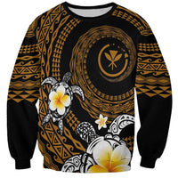 Hawaiian Plumeria Turtle Tribal Spiral Polynesian Tattoo Sweatshirt Gold Color LT03 Unisex Gold - Polynesian Pride