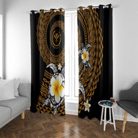 Hawaiian Plumeria Turtle Tribal Spiral Polynesian Tattoo Window Curtain Gold Color LT03 With Grommets Gold - Polynesian Pride