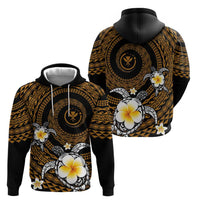 Hawaiian Plumeria Turtle Tribal Spiral Polynesian Tattoo Zip Hoodie Gold Color
