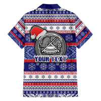 Custom American Samoa Christmas Family Matching Off Shoulder Short Dress and Hawaiian Shirt Samoan Coat of Arms and Cool Santa Ornament Style LT03 - Polynesian Pride