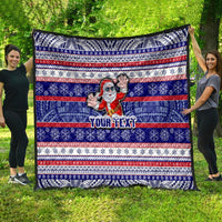 Custom American Samoa Christmas Quilt Samoan Coat of Arms and Cool Santa Ornament Style LT03 - Polynesian Pride