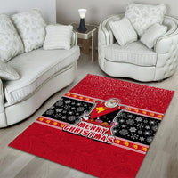 Papua New Guinea Christmas Area Rug Santa With Flag Of PNG Polynesian Tribal Xmas Vibe LT03 - Polynesian Pride