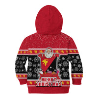Papua New Guinea Christmas Kid Hoodie Santa With Flag Of PNG Polynesian Tribal Xmas Vibe LT03 - Polynesian Pride
