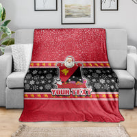 Custom Papua New Guinea Christmas Blanket Santa With Flag Of PNG Polynesian Tribal Xmas Vibe LT03 - Polynesian Pride