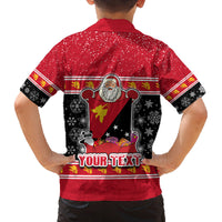 Custom Papua New Guinea Christmas Family Matching Off Shoulder Long Sleeve Dress and Hawaiian Shirt Santa With Flag Of PNG Polynesian Tribal Xmas Vibe LT03 - Polynesian Pride