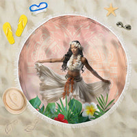 Woman Polynesian Tattoos Beach Blanket Tropical Flower - Peach Fuzz Color LT03 One Size 150cm Peach Fuzz - Polynesian Pride