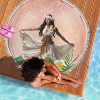 Woman Polynesian Tattoos Beach Blanket Tropical Flower - Peach Fuzz Color LT03 - Polynesian Pride