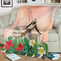 Woman Polynesian Tattoos Blanket Tropical Flower - Peach Fuzz Color LT03 - Polynesian Pride