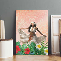 Woman Polynesian Tattoos Canvas Wall Art Tropical Flower - Peach Fuzz Color LT03 - Polynesian Pride