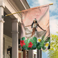 Woman Polynesian Tattoos Garden Flag Tropical Flower - Peach Fuzz Color LT03 House Flag Peach Fuzz - Polynesian Pride
