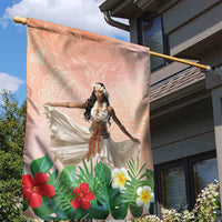 Woman Polynesian Tattoos Garden Flag Tropical Flower - Peach Fuzz Color LT03 - Polynesian Pride