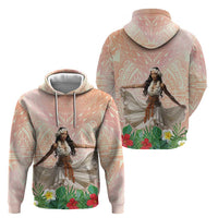 Woman Polynesian Tattoos Hoodie Tropical Flower - Peach Fuzz Color LT03 - Polynesian Pride