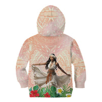 Woman Polynesian Tattoos Kid Hoodie Tropical Flower - Peach Fuzz Color