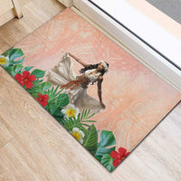 Woman Polynesian Tattoos Rubber Doormat Tropical Flower - Peach Fuzz Color LT03 - Polynesian Pride