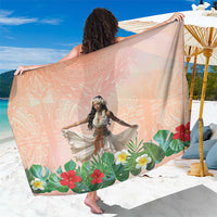 Woman Polynesian Tattoos Sarong Tropical Flower - Peach Fuzz Color
