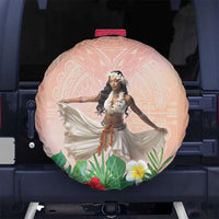 Woman Polynesian Tattoos Spare Tire Cover Tropical Flower - Peach Fuzz Color LT03 - Polynesian Pride