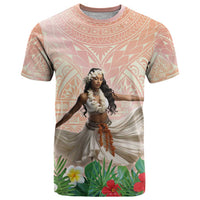 Woman Polynesian Tattoos T Shirt Tropical Flower - Peach Fuzz Color LT03 Peach Fuzz - Polynesian Pride