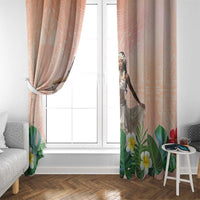 Woman Polynesian Tattoos Window Curtain Tropical Flower - Peach Fuzz Color LT03 - Polynesian Pride