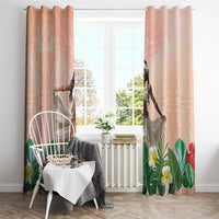 Woman Polynesian Tattoos Window Curtain Tropical Flower - Peach Fuzz Color LT03 - Polynesian Pride