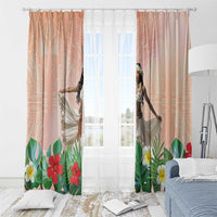 Woman Polynesian Tattoos Window Curtain Tropical Flower - Peach Fuzz Color LT03 - Polynesian Pride