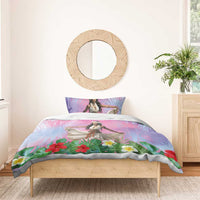 Woman Polynesian Tattoos Bedding Set Tropical Flower - Sweets Vibrant Color
