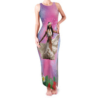 Woman Polynesian Tattoos Family Matching Tank Maxi Dress and Hawaiian Shirt Tropical Flower - Sweets Vibrant Color