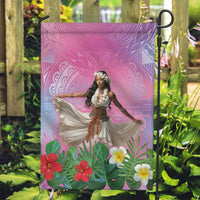 Woman Polynesian Tattoos Garden Flag Tropical Flower - Sweets Vibrant Color LT03 Garden Flag Vibrant Gradient - Polynesian Pride