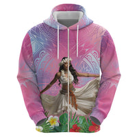 Woman Polynesian Tattoos Hoodie Tropical Flower - Sweets Vibrant Color LT03 - Polynesian Pride