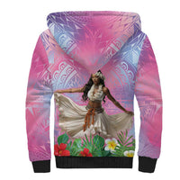 Woman Polynesian Tattoos Sherpa Hoodie Tropical Flower - Sweets Vibrant Color LT03 - Polynesian Pride