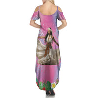 Woman Polynesian Tattoos Summer Maxi Dress Tropical Flower - Sweets Vibrant Color LT03 - Polynesian Pride
