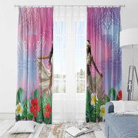 Woman Polynesian Tattoos Window Curtain Tropical Flower - Sweets Vibrant Color LT03 - Polynesian Pride