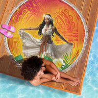Woman Polynesian Tattoos Beach Blanket Tropical Flower - Vibrant Hot Color LT03 - Polynesian Pride
