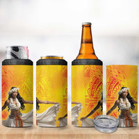 Woman Polynesian Tattoos 4 in 1 Can Cooler Tumbler Tropical Flower - Vibrant Hot Color