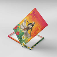 Woman Polynesian Tattoos Canvas Wall Art Tropical Flower - Vibrant Hot Color LT03 With Frame Vibrant Gradient - Polynesian Pride