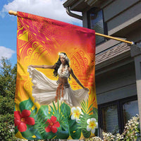 Woman Polynesian Tattoos Garden Flag Tropical Flower - Vibrant Hot Color LT03 - Polynesian Pride