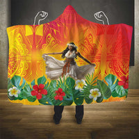 Woman Polynesian Tattoos Hooded Blanket Tropical Flower - Vibrant Hot Color LT03 - Polynesian Pride
