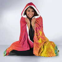 Woman Polynesian Tattoos Hooded Blanket Tropical Flower - Vibrant Hot Color LT03 - Polynesian Pride