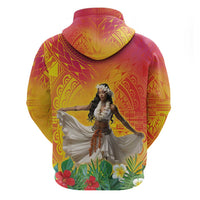 Woman Polynesian Tattoos Hoodie Tropical Flower - Vibrant Hot Color LT03 - Polynesian Pride