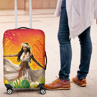 Woman Polynesian Tattoos Luggage Cover Tropical Flower - Vibrant Hot Color LT03 Vibrant Gradient - Polynesian Pride