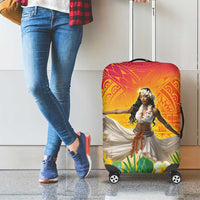 Woman Polynesian Tattoos Luggage Cover Tropical Flower - Vibrant Hot Color LT03 - Polynesian Pride
