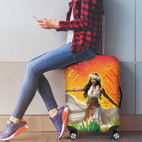 Woman Polynesian Tattoos Luggage Cover Tropical Flower - Vibrant Hot Color LT03 - Polynesian Pride