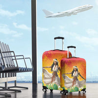 Woman Polynesian Tattoos Luggage Cover Tropical Flower - Vibrant Hot Color LT03 - Polynesian Pride